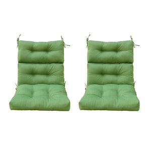 Outdoor Patio High Back Chair Cushions Tufted Square Corner Olefin Deep Green Set of 2