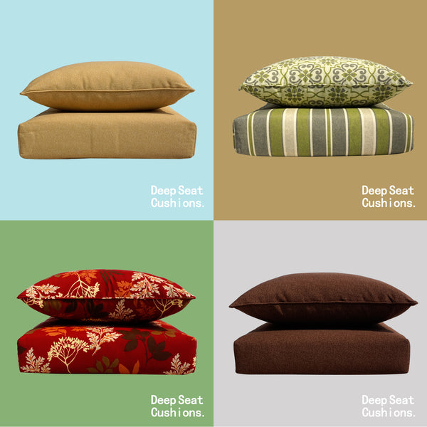 Indoor/Outdoor Deep Seat Chair Cushion Set, 1 Seat Cushion and 1 Back Cushion Black/Gold Damask