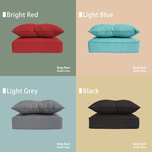 Indoor/Outdoor Deep Seat Chair Cushion Set, 1 Seat Cushion and 1 Back Cushion Olefin Light Blue