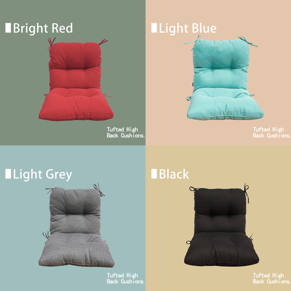 Outdoor Indoor High Back Chair Tufted Cushions Set of 2 Olefin Bright Red