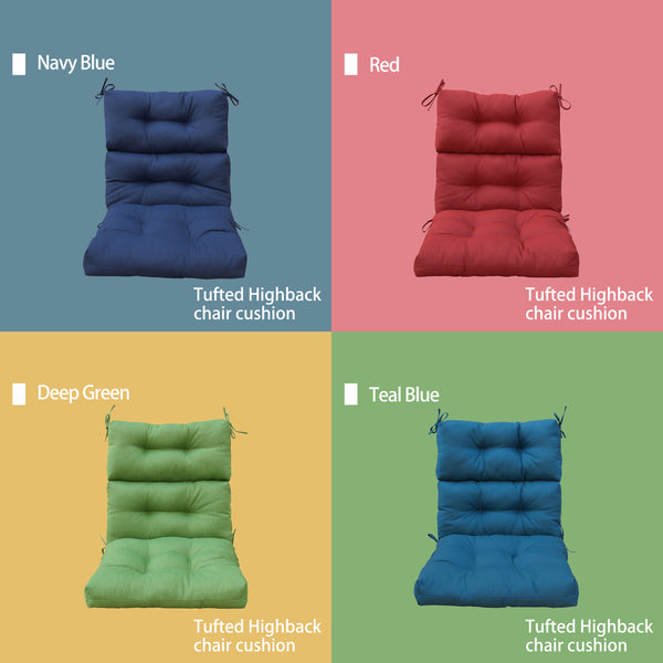 Outdoor Patio High Back Chair Cushions Tufted Square Corner Olefin Deep Green Set of 2