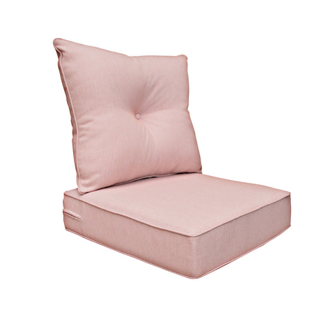 Indoor/Outdoor Deep Seat Chair Cushion Set, 1 Seat Cushion and 1 Back Cushion Olefin Mixed Coral/White