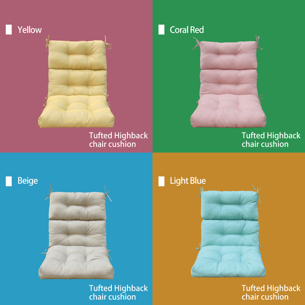 Outdoor Patio High Back Chair Cushions Tufted Square Corner Olefin Light Blue