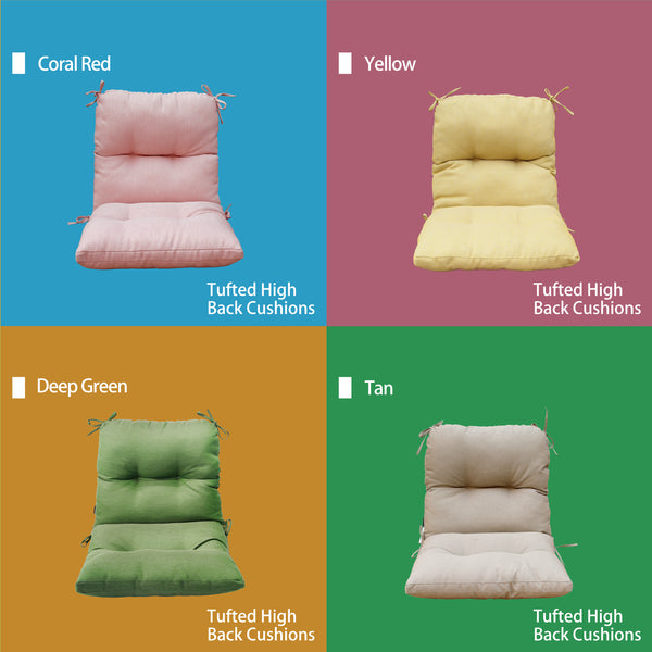 Outdoor Indoor High Back Chair Tufted Cushions Olefin Mixed Coral/White