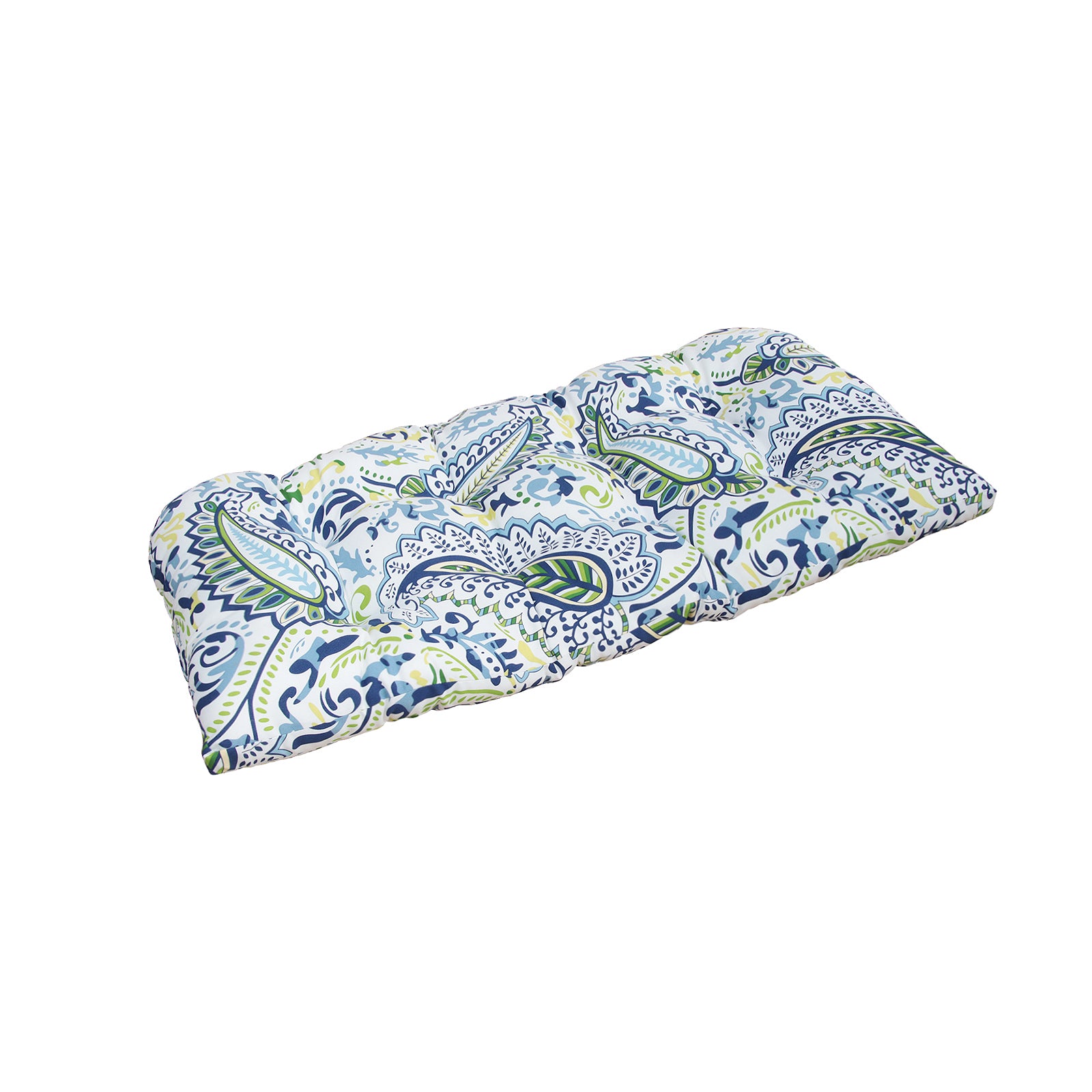 Indoor Outdoor Swing Bench Loveseat Cushion Tufted Patio Seating Cushions Green/Blue Paisley