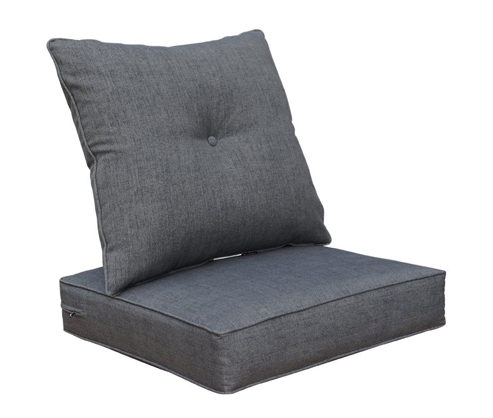 Indoor/Outdoor Deep Seat Chair Cushion Set, 1 Seat Cushion and 1 Back Cushion Slate Grey