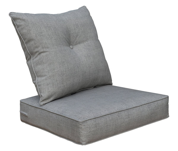 Indoor/Outdoor Deep Seat Chair Cushion Set, 1 Seat Cushion and 1 Back Cushion Sliver/Light Grey