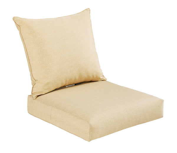 Indoor/Outdoor Deep Seat Chair Cushion Set, 1 Seat Cushion and 1 Back Cushion Cream