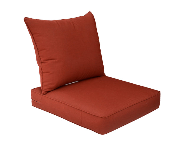 Indoor/Outdoor Deep Seat Chair Cushion Set, 1 Seat Cushion and 1 Back Cushion Sunbrella Canvas Henna