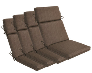 Indoor Outdoor High Back Chair Cushions Set of 4 Coffee