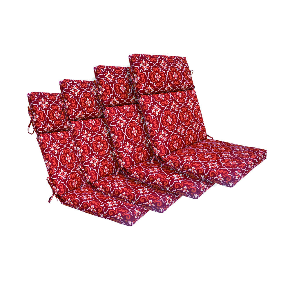 Red Damask High Back Lounger (Set of 4)