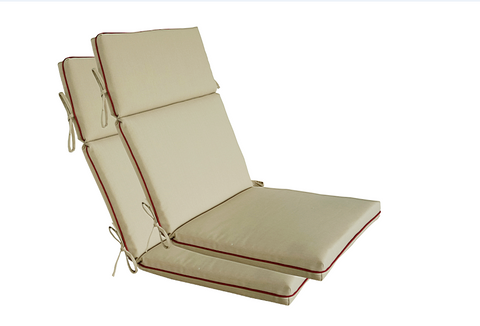 Indoor Outdoor High Back Chair Cushions Set of 2 Light Khaki