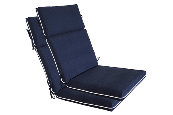 Indoor Outdoor High Back Chair Cushions Set of 2 Navy Blue