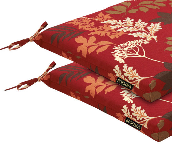 Red/Brown Floral Patio Seat Pad (Set of 2)