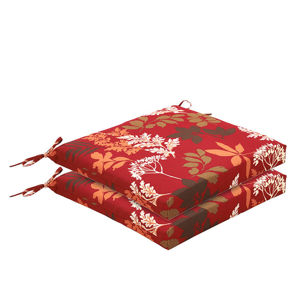 Bossima Rust Red Floral Chair Cushion Set