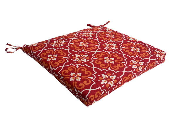 Red Damask Patio Seat Pad (Set of 2)
