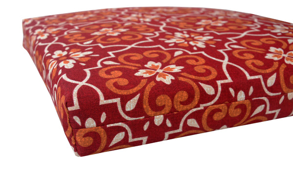 Red Damask Patio Seat Pad (Set of 2)