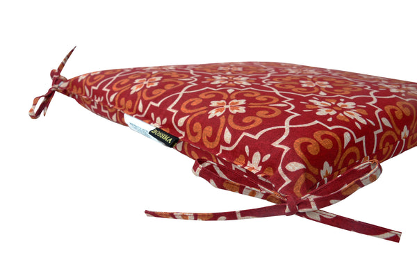 Red Damask Patio Seat Pad (Set of 2)
