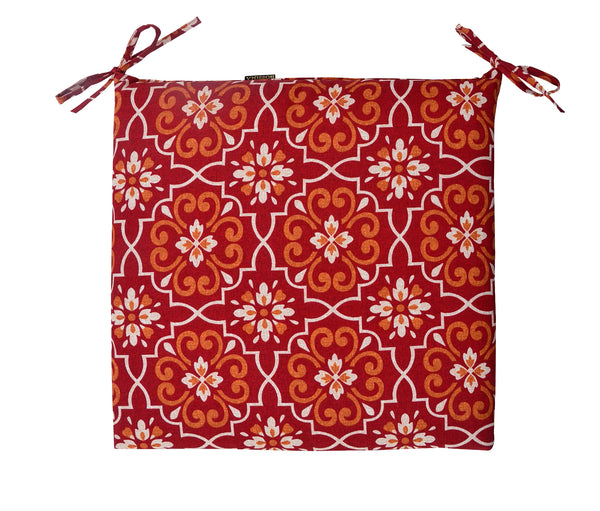 Red Damask Patio Seat Pad (Set of 2)