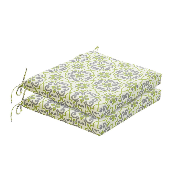 Bossima Green/Grey Damask Chair Cushion Set