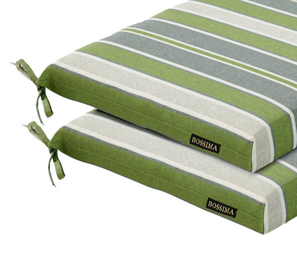 Green/Grey Striped Patio Seat Pad (Set of 2)