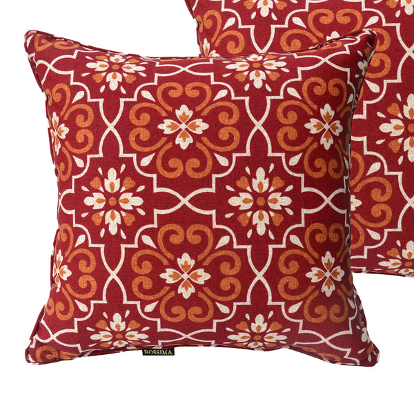 Red Damask Square Toss Pillow (Reversible, Set of 2)