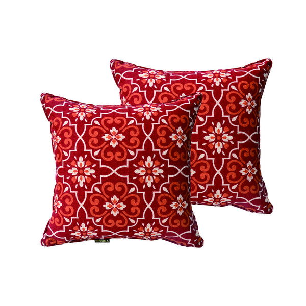 Red Damask Square Toss Pillow (Reversible, Set of 2)