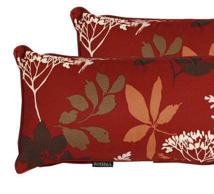 Red/Brown Floral Rectangle Toss Pillow (Reversible, Set of 2)