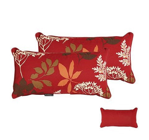 Red/Brown Floral Rectangle Toss Pillow (Reversible, Set of 2)