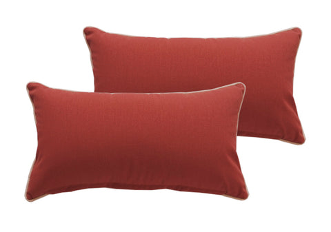 Brick Red Rectangle Toss Pillow (Reversible, Set of 2)