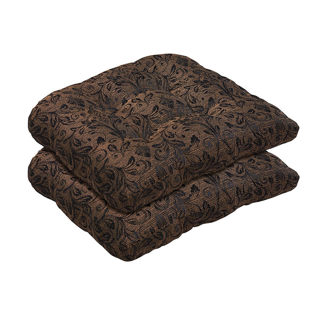 Bossima Outdoor Black/Gold Damask Wicker Cushion Set