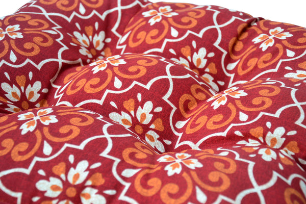 Red Damask Wicker Chair Cushion (Set of 2)