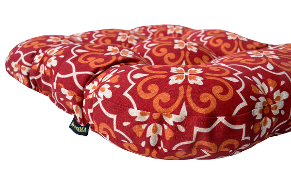 Red Damask Wicker Chair Cushion (Set of 2)