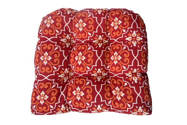 Red Damask Wicker Chair Cushion (Set of 2)