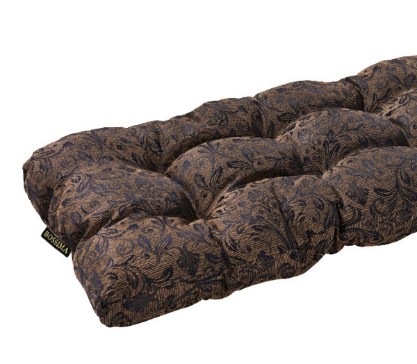 Black/Gold Damask Wicker Loveseat Cushion