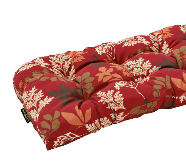 Red/Brown Floral Wicker Loveseat Cushion