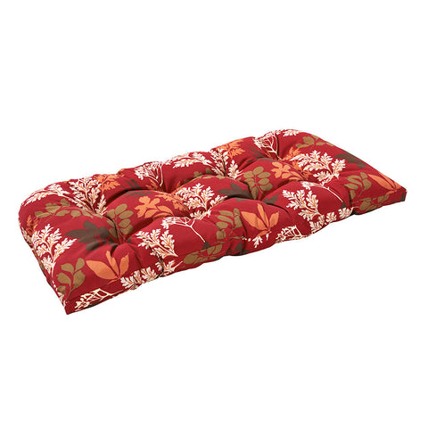 Bossima Red/Brown Floral Wicker Loveseat Cushion