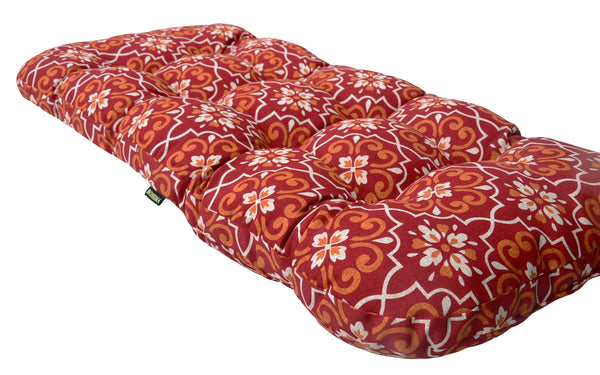Red Damask Wicker Loveseat Cushion