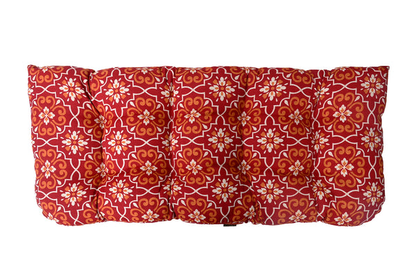 Red Damask Wicker Loveseat Cushion