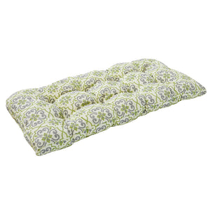 Bossima Green/Grey Damask Wicker Loveseat Cushion