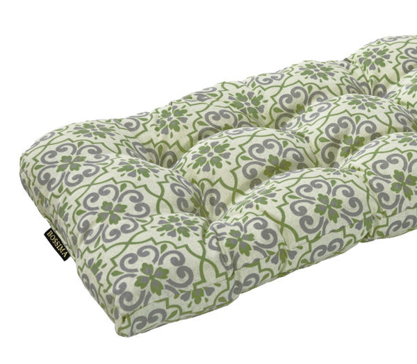 Green/Grey Damask Wicker Loveseat Cushion