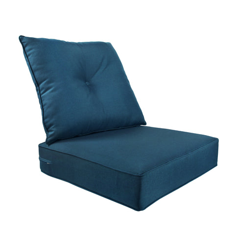 Indoor/Outdoor Deep Seat Chair Cushion Set, 1 Seat Cushion and 1 Back Cushion Olefin Teal Blue