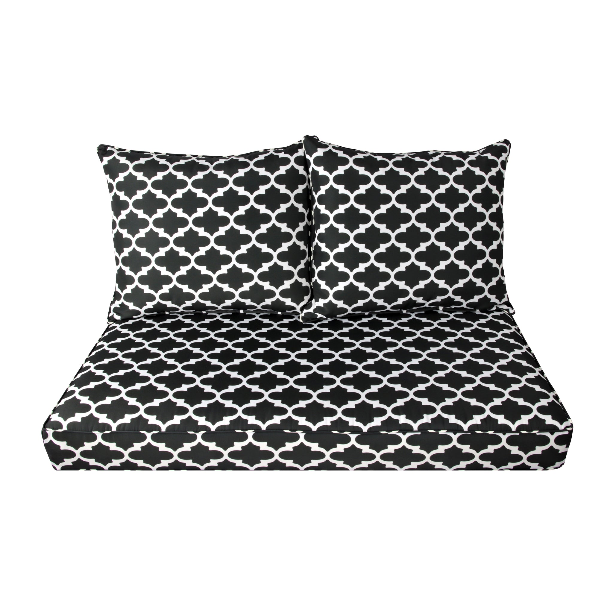 Patio Furniture Cushions Deep Seat Loveseat Cushion Black & White Flower