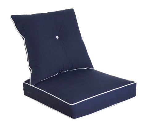 Indoor/Outdoor Deep Seat Chair Cushion Set, 1 Seat Cushion and 1 Back Cushion Navy Blue