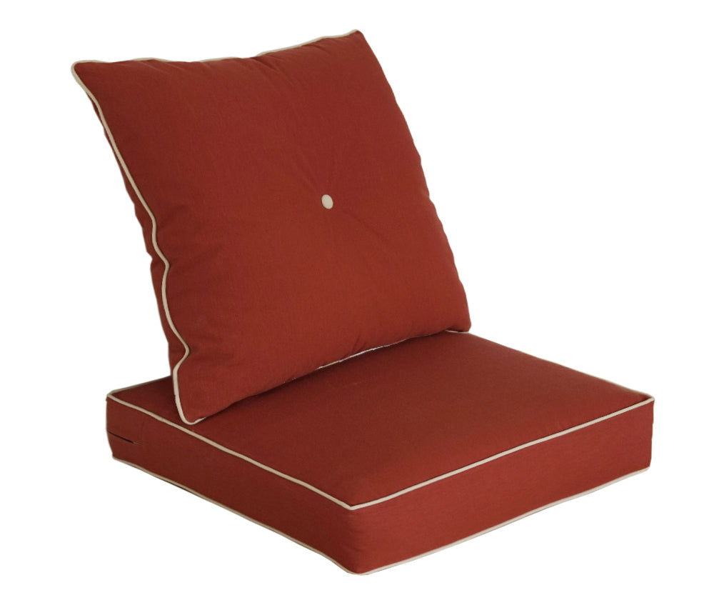 Indoor/Outdoor Deep Seat Chair Cushion Set, 1 Seat Cushion and 1 Back Cushion Brick Red