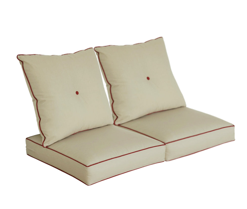 Indoor/Outdoor Deep Seat Chair Cushion 2 Sets, 2 Seat Cushion and 2 Back CushionLight Khaki