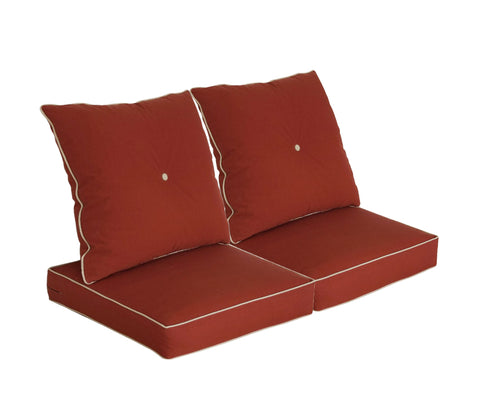 Indoor/Outdoor Deep Seat Chair Cushion 2 Sets, 2 Seat Cushions and 2 Back Cushions Brick Red