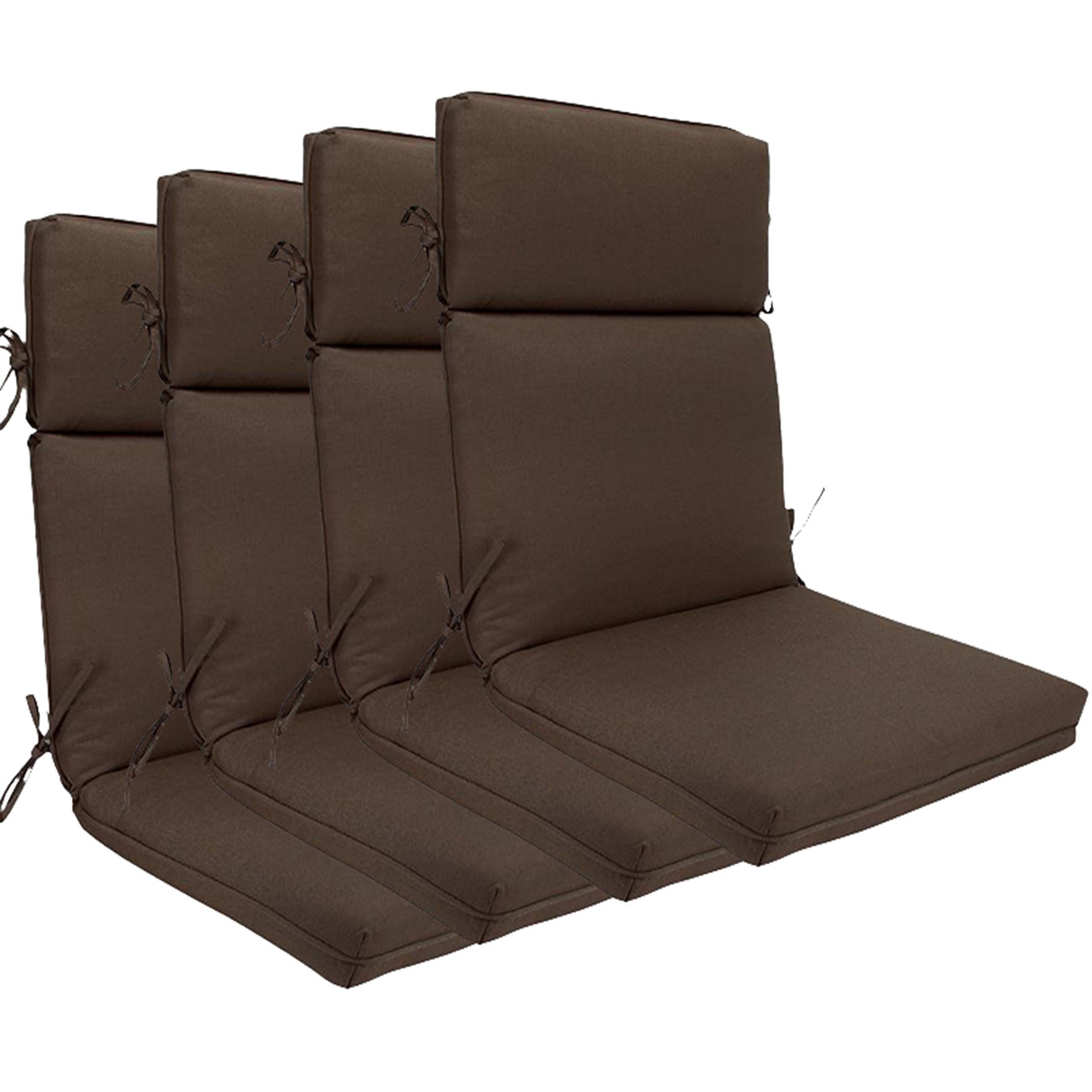 Indoor Outdoor High Back Chair Cushions Set of 4 Olefin Coffee