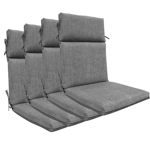 Indoor Outdoor High Back Chair Cushions Set of 4 Olefin Light Grey