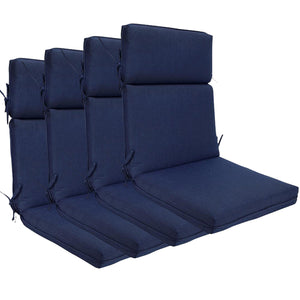 Indoor Outdoor High Back Chair Cushions Set of 4 Olefin Navy Blue